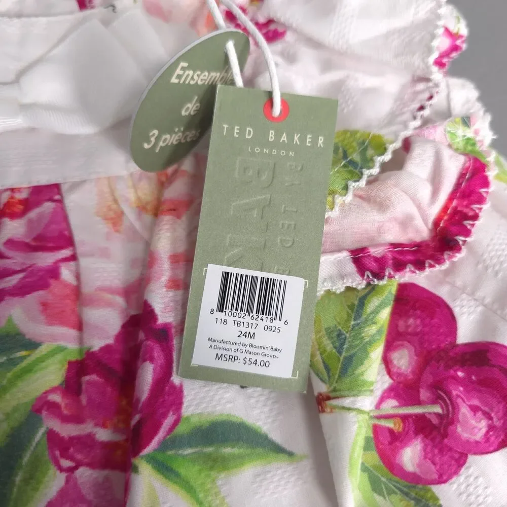 BAKER BY TED BAKER New Kids Baby Dress Set Floral‎ 3Pc Outfit Headband Panty 24M